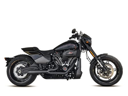Megaphone Gen II 2-into-1 Exhaust - Black. Fits Softail Breakout & Fat Boy 2018-2024 TWO BROTHERS RACING EXHAUST