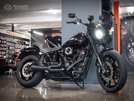 Comp-S 2-into-1 Exhaust - Black with Carbon Fiber End Cap. Fits Softail 2018up with Non-240 Rear Tyre TWO BROTHERS RACING EXHAUST