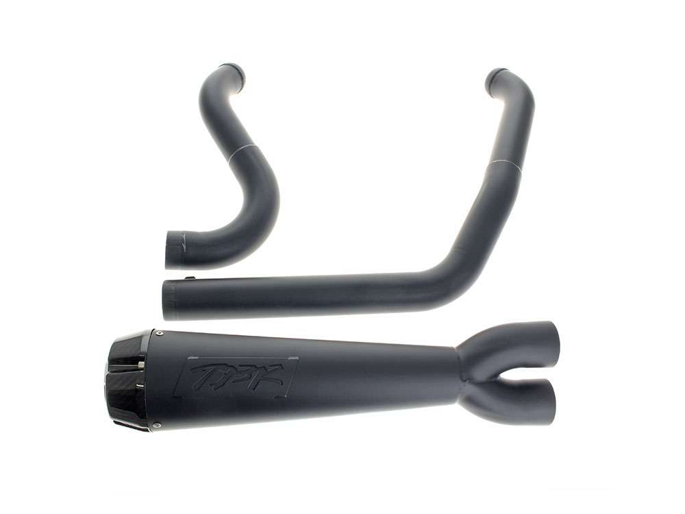 Comp-S 2-into-1 Exhaust - Black with Carbon Fiber End Cap. Fits Softail Breakout & Fat Boy 2018up TWO BROTHERS RACING EXHAUST
