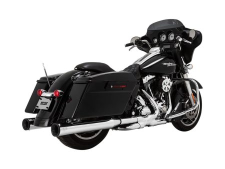 4in. Eliminator 400 Slip-On Mufflers - Chrome with Black End Caps. Fits Touring 1995-2016 & Trike 2017-2020. Vance and Hines