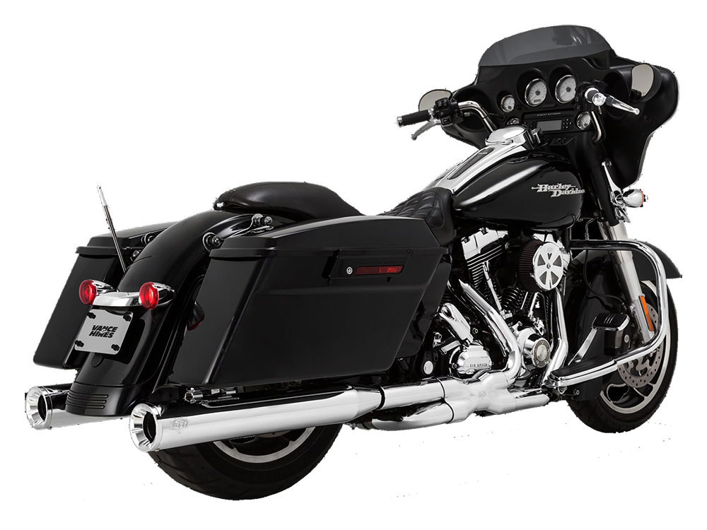 4in. Eliminator 400 Slip-On Mufflers - Chrome with Chrome End Caps. Fits Touring 2017up Vance and Hines