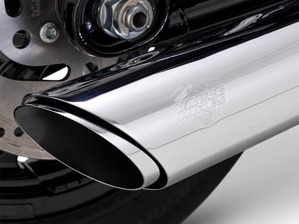 4in. Twin Slash Slip-On Muffler - Chrome. Fits Softail Street Bob, Low Rider S, Low Rider ST & Heritage 2025up Vance and Hines - Image 3