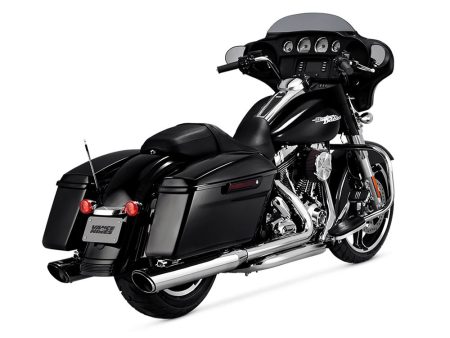 4in. Twin Slash Round Slip-On Mufflers - Chrome. Fits Touring 1995-2016 & Trike 2017-2020 Vance and Hines