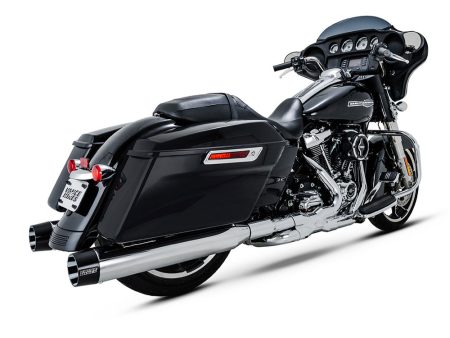 4.5in. Blackbird 450 Slip-On Mufflers - Chrome with Black End Caps. Fits Touring 2017up Vance and Hines