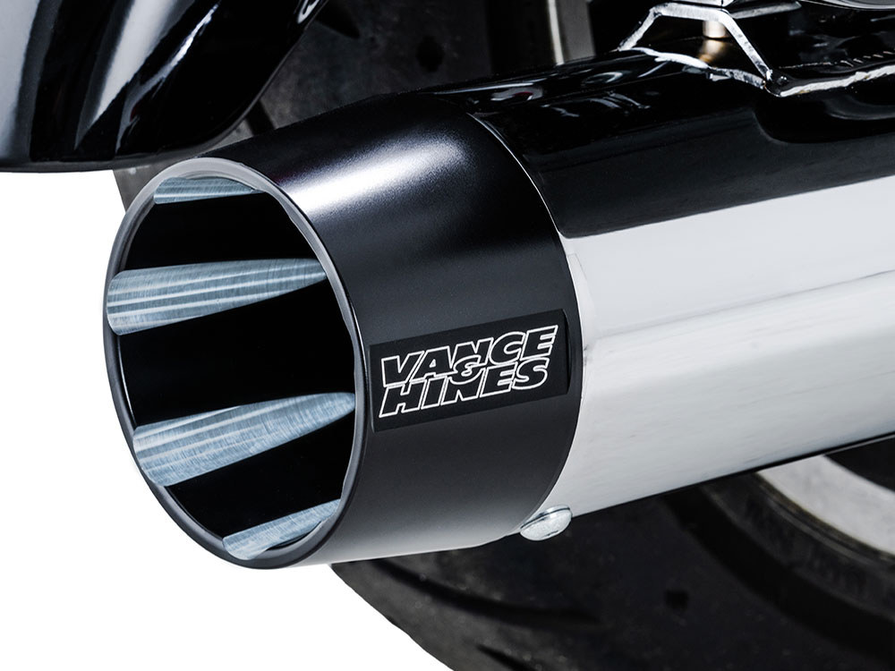 4.5in. Blackbird 450 Slip-On Mufflers - Chrome with Black End Caps. Fits Touring 2017up Vance and Hines - Image 4