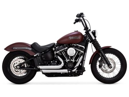 Shortshots Staggered Exhaust - Chrome. Fits Softail 2018up Non-240 Tyre Models Vance and Hines