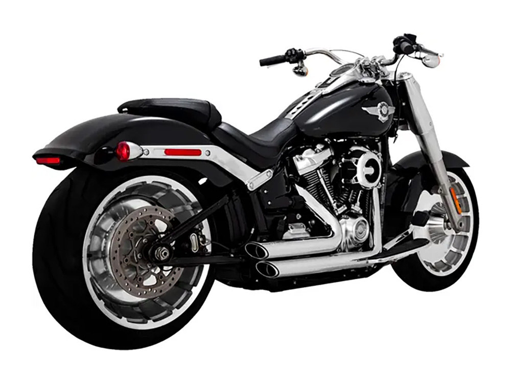 Shortshots Staggered Exhaust - Chrome. Fits Breakout & Fat Boy 2018up Vance and Hines - Image 2