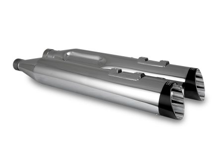 4.5in. Razorback Slash Cut Slip-On Mufflers - Chrome with Black End Caps. Fits Touring 2017up Vance and Hines