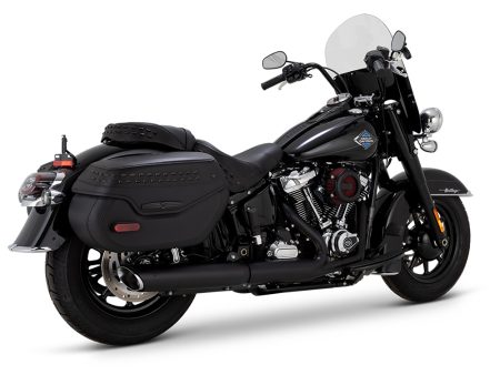 4in. Twin Slash Slip-On Muffler - Black. Fits Softail Street Bob, Low Rider S, Low Rider ST & Heritage 2025up Vance and Hines