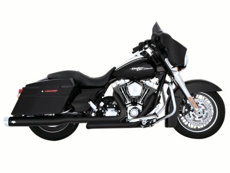 Dresser Duals, Right Side Tuck & Under Headers - Black. Fits Touring 2009-2016 Vance and Hines