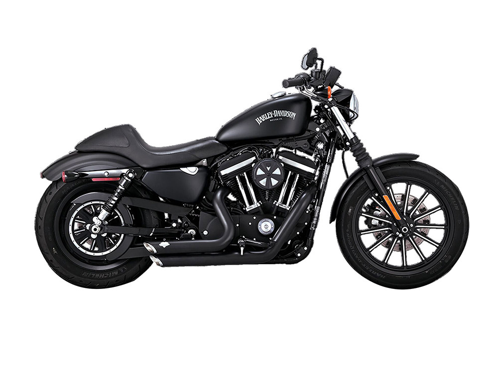 Shortshots Staggered Exhaust - Black. Fits Sportster 2004-2013 Vance and Hines