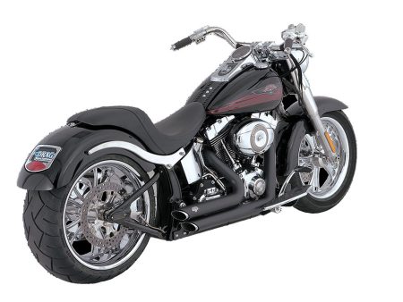 Shortshots Staggered Exhaust - Black. Fits Softail 1986-2017 Non-240 Tyre Models Vance and Hines