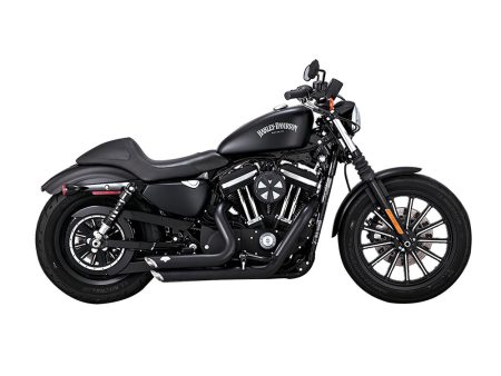 Shortshots Staggered Exhaust - Black. Fits Sportster 2014-2021 Vance and Hines
