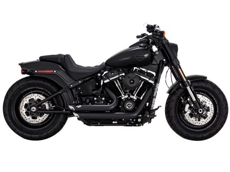 Shortshots Staggered Exhaust - Black. Fits Softail 2018up Non-240 Tyre Models Vance and Hines