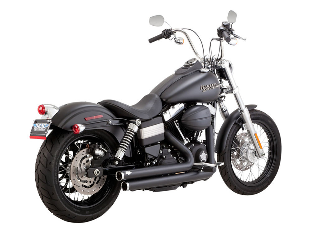 Big Shots Staggered Exhaust - Black. Fits Dyna 2006-2017 Vance and Hines