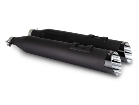 4.5in. Razorback Slash Cut Slip-On Mufflers - Black with Black End Caps. Fits Touring 2017up Vance and Hines